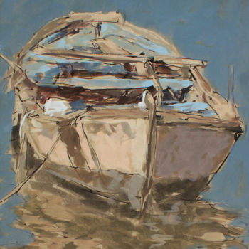 Painting titled "barque en repos" by Hassan Najim, Original Artwork, Acrylic