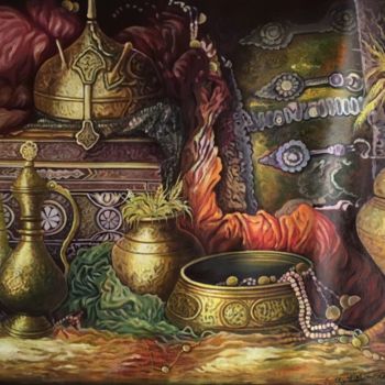 Pintura intitulada "goldene Zeitmalerei" por Msn Najjar, Obras de arte originais, Óleo