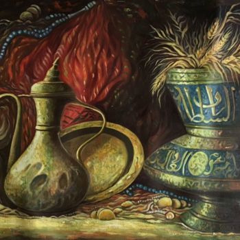 Malerei mit dem Titel "goldene Zeitmalerei" von Msn Najjar, Original-Kunstwerk, Öl