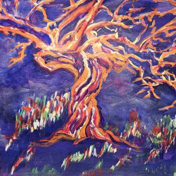 Painting titled "Orange Tree" by Najma Soonasra, Original Artwork, Acrylic