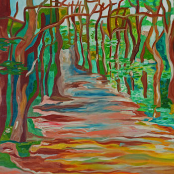 Schilderij getiteld "Allée sous bois" door Betty Najman, Origineel Kunstwerk, Olie