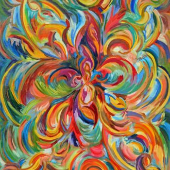Malerei mit dem Titel "explosion de couleu…" von Betty Najman, Original-Kunstwerk, Öl