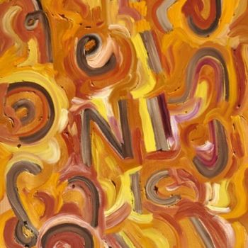Peinture intitulée "Lettres et signes 2" par Betty Najman, Œuvre d'art originale, Huile