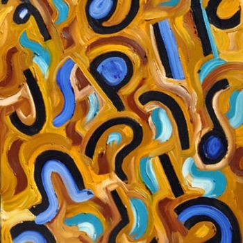 Painting titled "Lettres et signes 3" by Betty Najman, Original Artwork, Oil