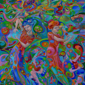 Pittura intitolato "Болотные огоньки.jpg" da Nadezhda Kiseliova, Opera d'arte originale