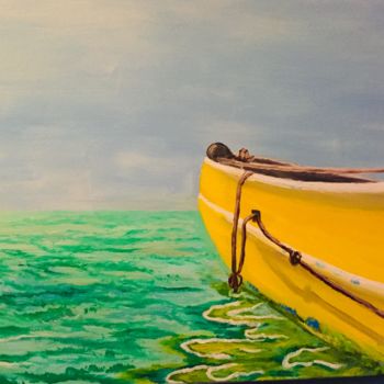 「Yellow boat cruise」というタイトルの絵画 Julia Nazarによって, オリジナルのアートワーク, オイル