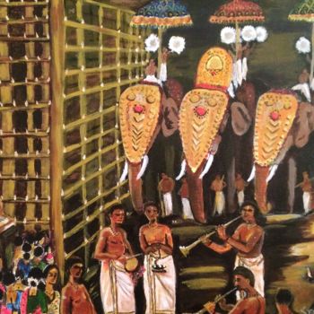 Painting titled "The festival" by Sreekala Nambiar, Original Artwork, Acrylic
