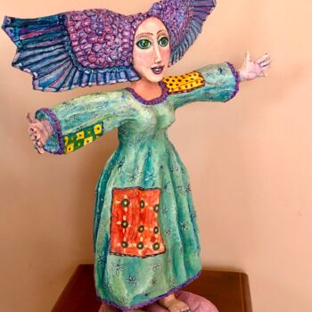 Escultura titulada "L’angel" por Nana De La Rocha, Obra de arte original, Papel maché