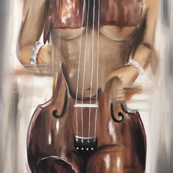 Peinture intitulée "Cello Femme" par Nana Molodini, Œuvre d'art originale, Acrylique