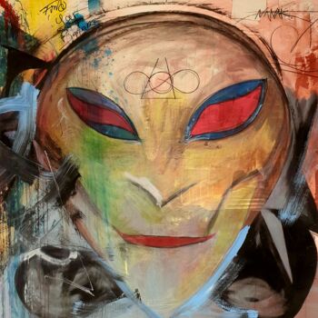 Peinture intitulée "High Alien" par Nanak Sosan, Œuvre d'art originale, Acrylique