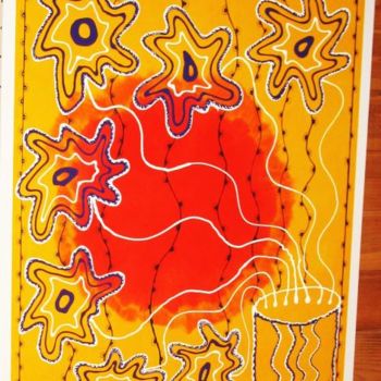 Peinture intitulée "jaune et orange com…" par N A N A, Œuvre d'art originale, Huile