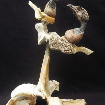 Sculpture titled "" Perchés "" by Nancy Cardinal, Original Artwork, Bone