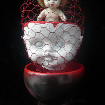 Sculpture titled "Enfant intérieur" by Nancy Cardinal, Original Artwork, Mixed Media