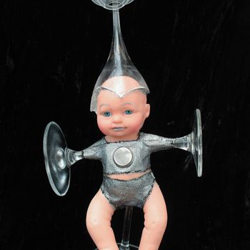 Sculpture intitulée "Le petit bonhomme e…" par Nancy Cardinal, Œuvre d'art originale, Verre