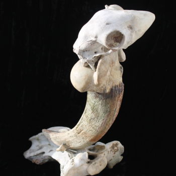 Sculpture titled "Le rampant" by Nancy Cardinal, Original Artwork, Bone