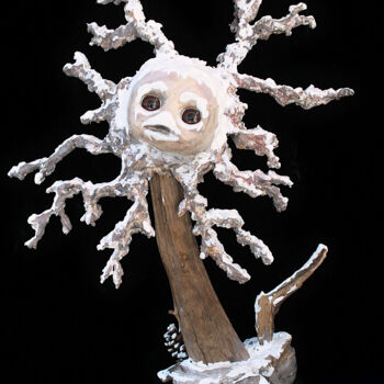 Sculpture intitulée "L'arbre de vie atte…" par Nancy Cardinal, Œuvre d'art originale, Bois