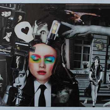 Collages titulada "Rêve étrange 23" por Nancy Cardinal, Obra de arte original, Collages
