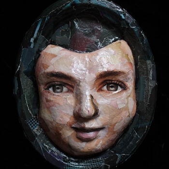 Collages intitolato "Le masque humain" da Nancy Cardinal, Opera d'arte originale, Collages