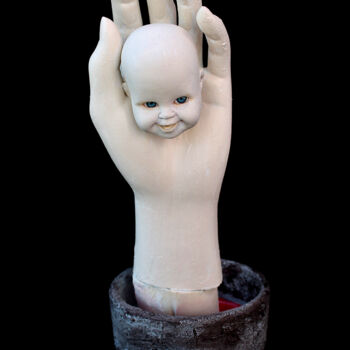 Sculpture titled "La main du destin" by Nancy Cardinal, Original Artwork, Plastic
