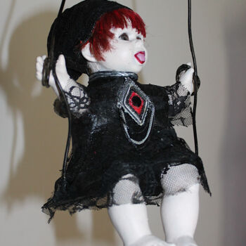 Sculpture titled "La petite dernière!" by Nancy Cardinal, Original Artwork, Paper maché