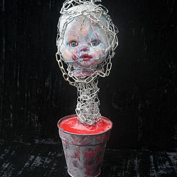 Sculpture intitulée "Ame emprisonnée" par Nancy Cardinal, Œuvre d'art originale, Fil de fer