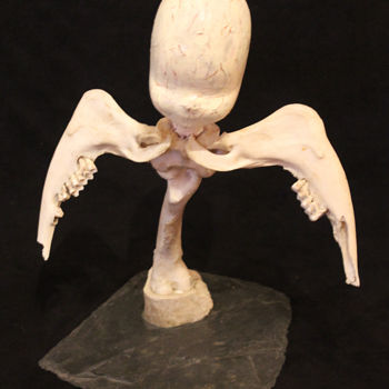 Sculpture titled "Ange aux ailes de m…" by Nancy Cardinal, Original Artwork, Mixed Media