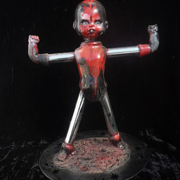 Sculpture titled "Robot" by Nancy Cardinal, Original Artwork, Mixed Media