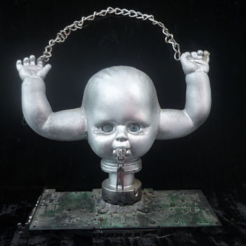 Escultura intitulada "En attente de conne…" por Nancy Cardinal, Obras de arte originais, Média Mixtas