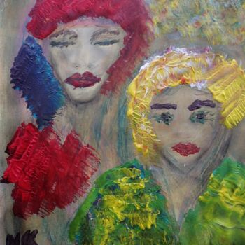 Pintura intitulada "la mère et l'enfant" por Nancy Krief, Obras de arte originais, Acrílico