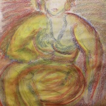 Painting titled "femme colorée, past…" by Nancy Krief, Original Artwork, Pastel