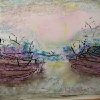 Painting titled "rivages" by Nancy Krief, Original Artwork, Pastel