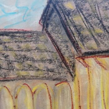 Pintura intitulada "la petite église" por Nancy Krief, Obras de arte originais, Pastel