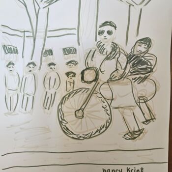 Pintura intitulada "L'homme à la moto" por Nancy Krief, Obras de arte originais, Acrílico