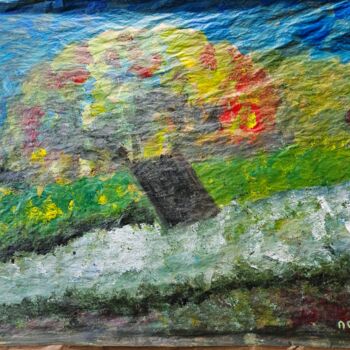 Pintura titulada "Au pied de l'arbre…" por Nancy Krief, Obra de arte original, Acrílico Montado en Cartulina