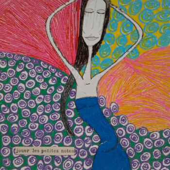 Drawing titled ""Jouer les petites…" by Nancy Van Reeth, Original Artwork, Marker