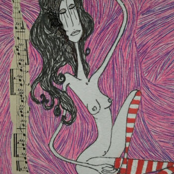 Drawing titled ""Mélodie"" by Nancy Van Reeth, Original Artwork, Marker