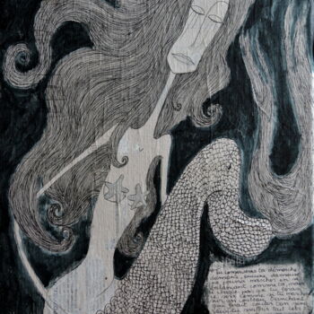 Schilderij getiteld "La petite sirène" door Nancy Van Reeth, Origineel Kunstwerk