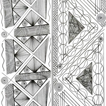 Desenho intitulada "Geometric Patterns…" por Nancy A-Mechrek, Obras de arte originais, Lápis
