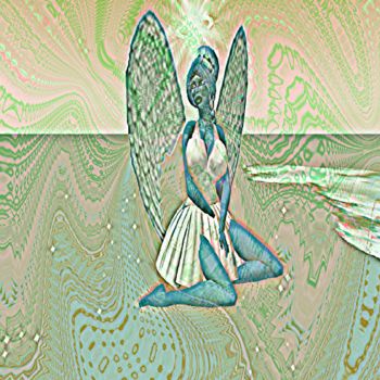 Painting titled "greenish angel CREA…" by Nancy Forever, Original Artwork, Other