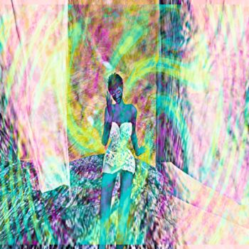 Картина под названием "waterfall girl  cre…" - Nancy Forever, Подлинное произведение искусства, Масло