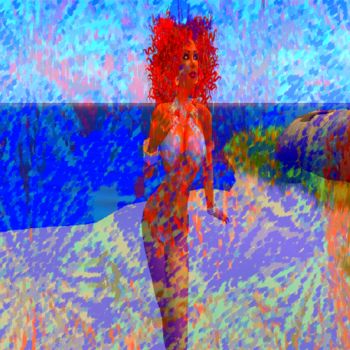 Painting titled "beach girl14 create…" by Nancy Forever, Original Artwork, Other