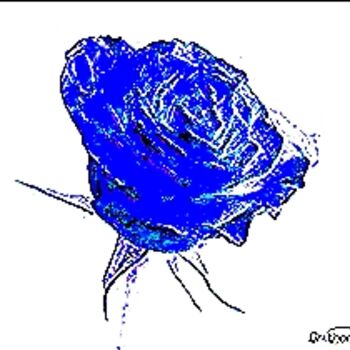 Painting titled "BLUE ROSE" by Nancy Forever, Original Artwork, Oil