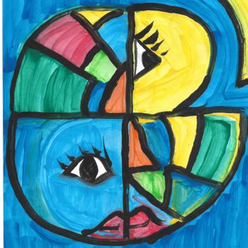 Painting titled "Pacman" by Nanda Kakashi, Original Artwork, Gouache