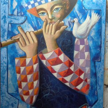 Painting titled "Flautista" by Nando Ribeiro, Original Artwork, Oil