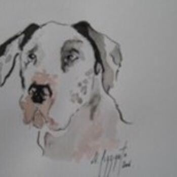 Drawing titled "CHIEN DOGUE ALLEMAN…" by Nadine Pizzinato, Original Artwork, Other