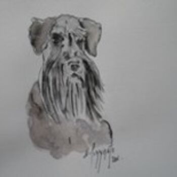 Drawing titled "CHIEN SCHNAUZER NAI…" by Nadine Pizzinato, Original Artwork, Other