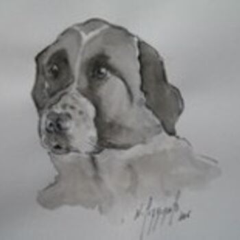 Drawing titled "CHIEN DE GARDE PORT…" by Nadine Pizzinato, Original Artwork, Other