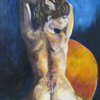 Painting titled "femme lunaire" by Nadine Pizzinato, Original Artwork, Acrylic