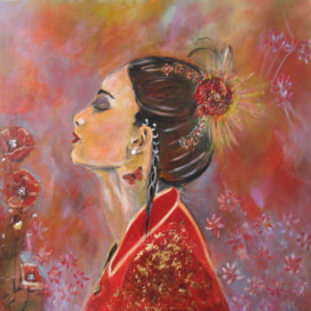 Peinture intitulée "femme songeuse" par Nadine Pizzinato, Œuvre d'art originale, Acrylique