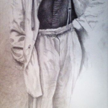 Drawing titled "Homme" by Nina-Jeanne, Original Artwork, Conté